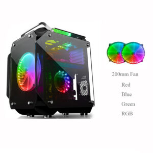 ATX Computer Gamer Case Tempered Glass Full Transparent Mirror Open