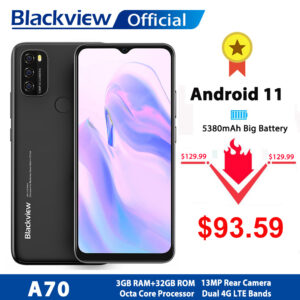 Blackview A70 Android 11 Smartphone 6.52 Inch Display Octa Core 3GB