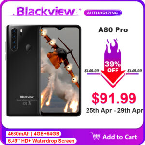 Blackview A80 Pro 4gb+64gb Smartphone 6.49'' Waterdrop Android 9.0 Octa