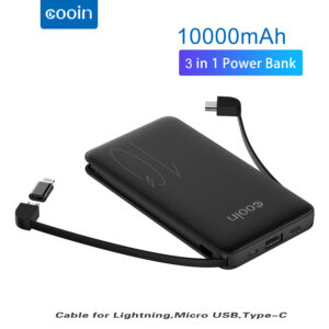COOIN Power Bank Fast Portable Charger Powerbank 10000mAh External