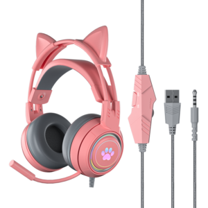 Cat Ear Gaming Headphones For PC Computer Gaming Headsets With
