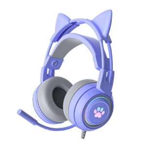 Cat Ear Gaming Headset Gamer With Microphone Headphones For Computer