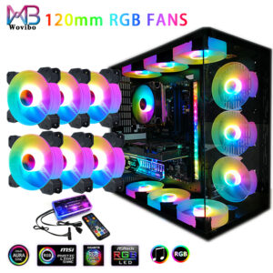 Computer Case 120MM Fan RGB 6PIN Colorful Lamp Radiator Cooler Mute PC