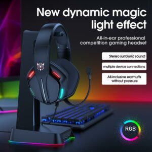 Ear Mounted Wired Headset With Hd Microphone Luminous RGB Noise