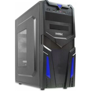 Everes Stylish Design PC Case 329B Black / Blue 12 Cm Fan Window