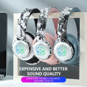 Graffiti Wireless Headphones Bluetooth Music Earphone Foldable LED