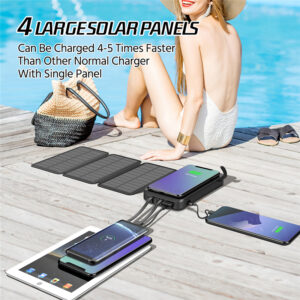 Fast Qi Wireless Charger Solar Power Bank 43800mAh Built In Cable PD