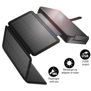 Foldable Solar Power Bank 20000mAh With 4 Solar Panel Charger LED