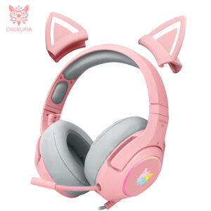 Gaming Headset With Microphone, Demon Cute Cat Ear Noise Reduction