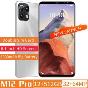 M12 Pro 6.1 Inch 6000mAh Face Fingerprint ID Mobilephone 12+512gb