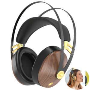 Hifi Wood Grain Headphones Over Ear Headset 50MM Dynamic Gaming