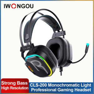 Iwongou Computer Earphones With Microphone For PC XBOX PS4, RGB Light