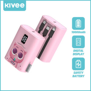 KIVEE Mini Power Bank PT58X 10000mAh LED Digital Display Power Bank With