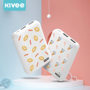 KIVEE PT605 Mini Power Bank 10000mAh Portable Powerbank Donut Ice Cream