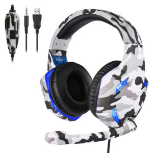 LED Camouflage Gaming Headset With Microphone Heavy Stereo Bass