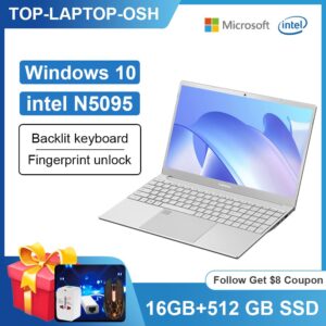 Laptop 15.6 Inch Intel N5095 UHD Graphics DDR4 16GB RAM 512GB SSD