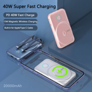 Magnetic Qi Wireless Charger Power Bank 20000mAh 12 Series PD 40W Fast