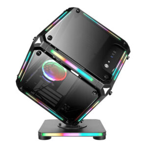 Micro ATX Computer Gaming Case Special Shaped Cube Design Transparent