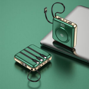 Mini Power Bank 20000mAh Qi Wireless Charger Power Bank Built In Cable