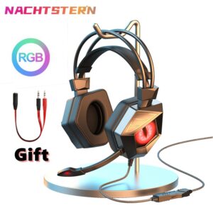RGB Gaming Headset Gamer USB Wired Headphones With Noise Cancelling