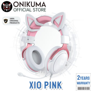 Onikuma X10 Pink Cute Cat Ears RGB Head Mounted PC Gaming Headset RGB
