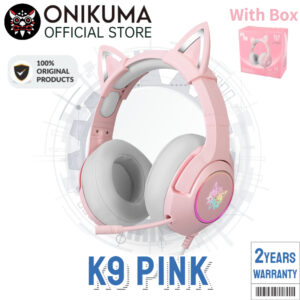 （ Box）onikuma K9 Pink Cute Cat Ear Headphone With Mic Gaming Headset