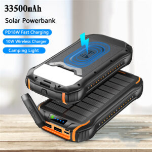 PD20W Solar Power Bank 33500mAh Fast Qi Wireless
