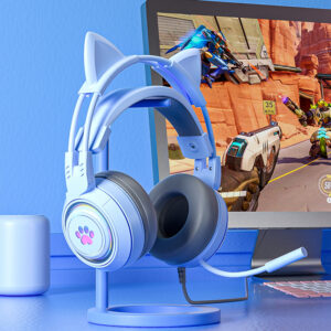 Professional LED Cat Ear Wired Gamer Headphones With Mic For PS4 PS5