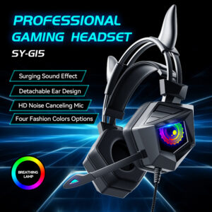 Professional LED Cat Ear Wired Gamer Headphones With Mic For PS4 PS5