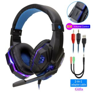 Professional LED Light Wired Gaming Headphones With Microphone For