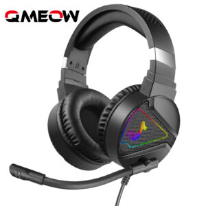 QMEOW PC Gaming Headsets Online Class Learning Headset Live Wired