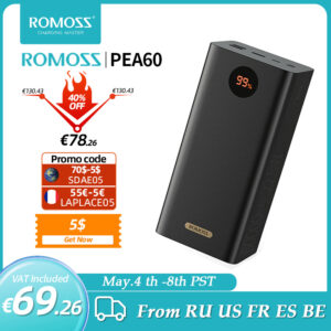 Romoss PEA60 Power Bank 60000mAh 22.5W SCP PD QC 3.0 Fast Charge