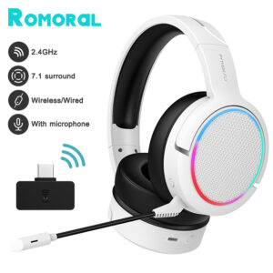 Romoral 2.4ghz Wireless Headset Gaming Headphones 7.1 Virtual Surround