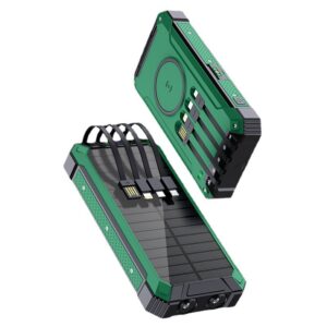 Solar Charger Power Bank 20000mAh Qi Wireless Power Bank Built In Cable