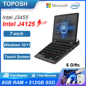 Toposh 7 Inch Mini Laptop Intel Celeron J4125 8GB RAM 512GB SSD With