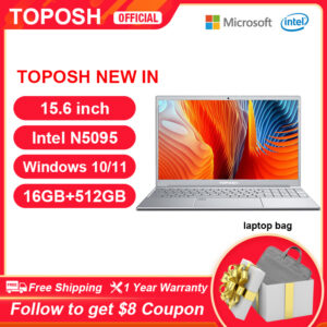 Toposh Laptop 15.6 Inch Screen Intel N5095 16GB RAM 1024GB SSD