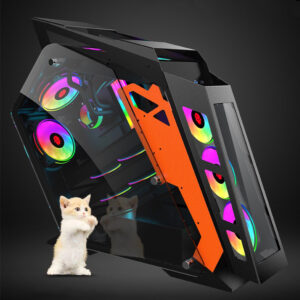 Transparent Tempered Glass Side Panel DIY Gaming Computer Case With LED
