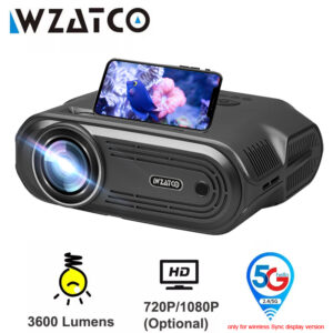 Wzatco E80 5G WIFI Sync Display Mini LED Projector Android Portable
