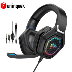 Wired Headset With Noise Canceling Mic &RGB Light Surround Sound Over