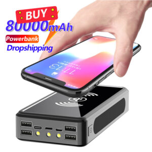 Wireless Solar Power Bank Portable Charger 80000mAh External Battery