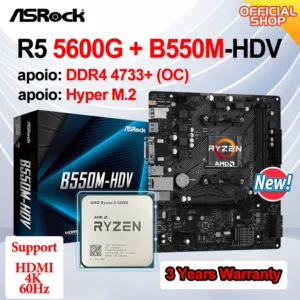 AMD Kit Ryzen 5 5600G Prosesor CPU + Asrock B550M HDV Micro ATX