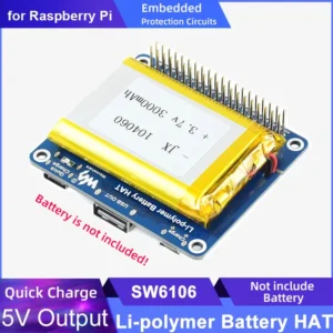 Raspberry Pi Li Polymer Battery HAT SW6106 Power Bank Solution Embedded