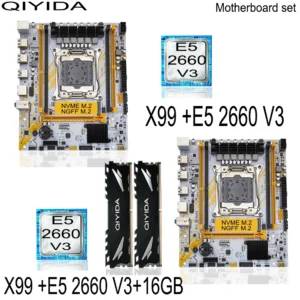 Qiyida X99 Motherboard Set Kit With LGA2011 3 Xeon E5 2660 V3 CPU 16GB