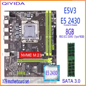 Qiyida X79 Motherboard Set With LGA 1356 Xeon E5 2430 CPU 8GB 1600MHZ