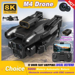 M4 RC Drone 4K Professinal With Wide Angle Triple HD Camera Foldable RC