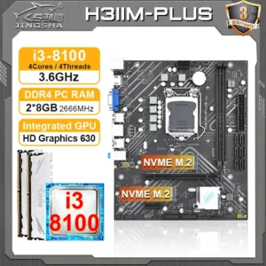 Jingsha LGA 1151 Motherboard CPU RAM Combo With Core I3 8100 + 2*8GB