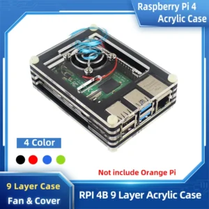 Raspberry Pi 4 Model B 9 Layer Acrylic Case Transparent Box Black Shell