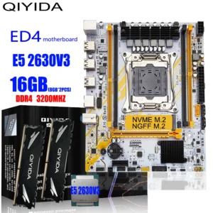 Qiyida X99 Motherboard Set LGA2011 3 Xeon E5 2630 V3 2x8gb 16GB DDR4