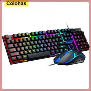 RGB Gaming Keyboard And Mouse Kit Backlit USB Wired Computer And Mouse