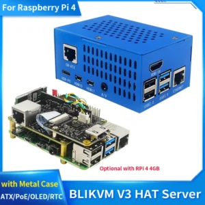 Blikvm V3 HAT Server KVM Over IP With Metal Blue Case O & M HDMI